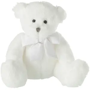 PARIS PRIX Peluche enfant ourson noeud 24cm blanc pas cher