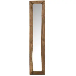 Comparateur de prix : J-LINE Miroir mural slim bois marron