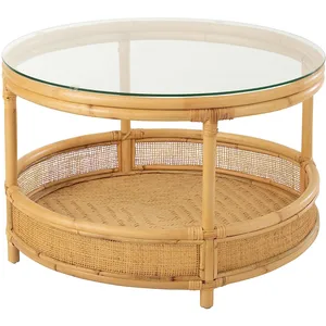 Table Basse - J-LINE - Jovelyne - 70cm - Rond - Naturel - Design Pratique pas cher