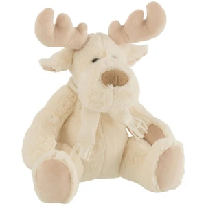 Peluche - J-LINE - Renne Assis Prancer - Blanc & Beige - Douce & Réconfortante pas cher