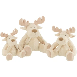 Peluche - J-LINE - Renne Assis Prancer - Blanc & Beige - Douce & Réconfortante