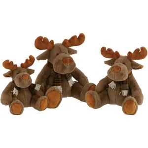 Peluche - J-LINE - Renne Assis Prancer - Douce & Réconfortante - Marron - 32cm pas cher