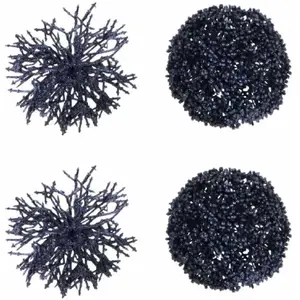 Comparateur de prix : J-Line Boite De 4 Boule Suspendue Rond/Corail Plastique Bleu TU