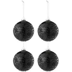 Comparateur de prix : J-Line Boite De 4 Boule De Noel Perles Verre Noir TU