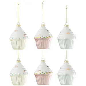 Comparateur de prix : J-Line Lot de 6 Sujets de Noël "Cake" 10cm Multicolore