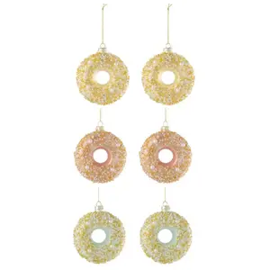 Comparateur de prix : J-Line Lot de 6 Sujets de Noël "Donuts" 9cm Multicolore
