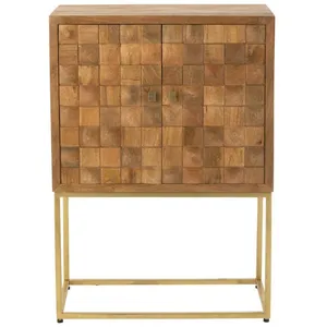 Comparateur de prix : Commode Bois Manguier Pied Métal Or 76x40x122cm