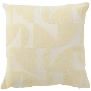 J-Line Coussin Geo Textile Blanc/Jaune Clair TU