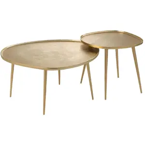 Comparateur de prix : J-LINE Lot de 2 Tables Basses "Vinta" 72cm Or