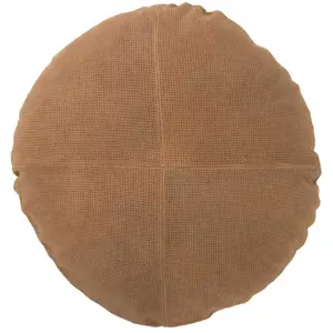 Comparateur de prix : J-LINE Coussin Rond en Cuir "Coleman" 45cm Camel