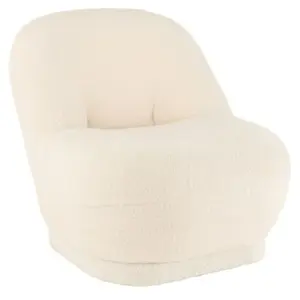 Fauteuil Design Bouclette "Teddy" 88cm Blanc