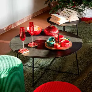 Comparateur de prix : Lot de 2 tables basses gigognes en teck lucille 80cm noir