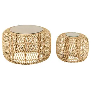 Comparateur de prix : Lot de 2 tables basses gigognes africa 80cm naturel