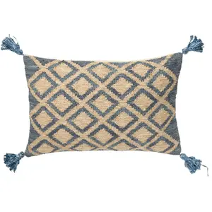 Comparateur de prix : Coussin déco en jute losanges 40x60cm naturel & bleu