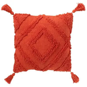 Coussin déco tufté efren 50x50cm rouge brique