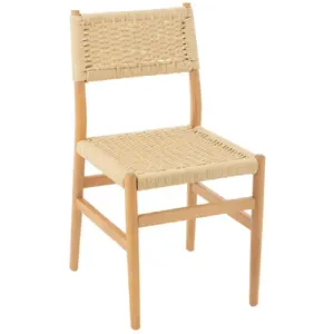 Comparateur de prix : Chaise salle à manger en bois de hêtre et corde Naturel 50x46x87 cm