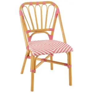 Chaise en rotin danial 85cm rose & naturel pas cher