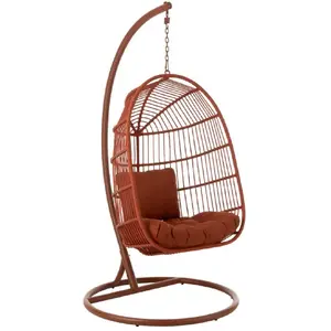 JLINE Fauteuil suspendu acier et corde Terracotta 103x103x195 cm pas cher