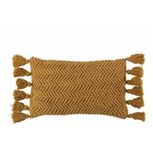 Comparateur de prix : Paris Prix Coussin Déco à Pompons Floche 30x60cm Ocre