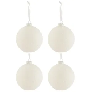 Comparateur de prix : J-Line Boite De 4 Boules De Noel Enneigee Verre Blanc Large TU