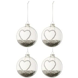 Comparateur de prix : J-Line Boite de 4 boules de Noël en verre blanc 10x10x10 cm
