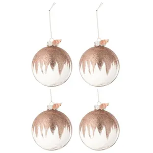 Comparateur de prix : J-Line Paris Prix Lot de 4 Boules de Noël Paillettes 12cm Rose