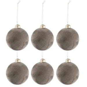 Comparateur de prix : J-Line Boite De 6 Boules De Noel Velours Verre Gris Small TU