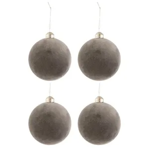 Comparateur de prix : J-Line Boite De 4 Boules De Noel Velours Verre Gris Medium TU