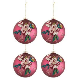 Comparateur de prix : Jolipa Lot de 4 Boules de noël broderie fleur