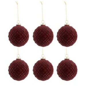 Comparateur de prix : J-Line Boite De 6 Boules De Noel Motifs Velours Verre Burgundy Small TU