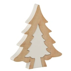 J-Line Sapin De Noel Puzzle Bois De Manguier Blanc/Blanc Wash Large TU