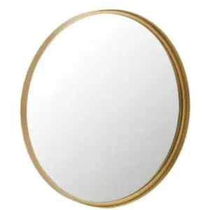 Miroir Mural - J-LINE - 60cm - Bord Métal - Or - Design Contemporain
