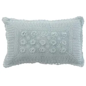 Comparateur de prix : J-LINE Coussin Déco Dentelles 30x50cm Bleu