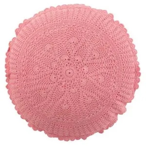 Comparateur de prix : Coussin Déco - J-LINE - Dentelle - Rond - 40 cm - Rose - Déhoussable