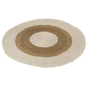 ZEN ET ETHNIQUE Tapis naturel rond zostère en bois blanc 149x149x1 cm