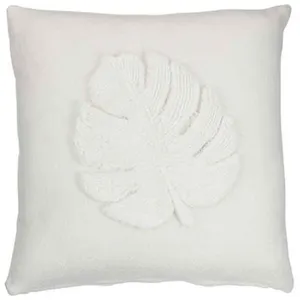 Comparateur de prix : Paris Prix Coussin Déco Feuilles 43x43cm Blanc