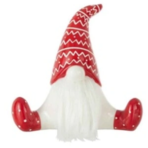 Paris Prix Statuette Déco "Père Noël Assis" 25cm Rouge & Blanc pas cher