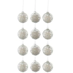 Comparateur de prix : J-Line Boite de 12 boules de Noël en verre argent 8x8x10 cm