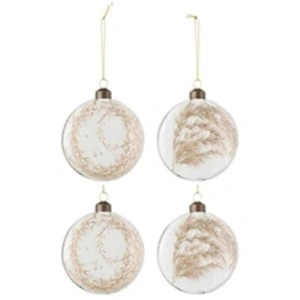 Comparateur de prix : J-Line Boite de 4 boules de Noël plate en verre transparent 10x5x10 cm
