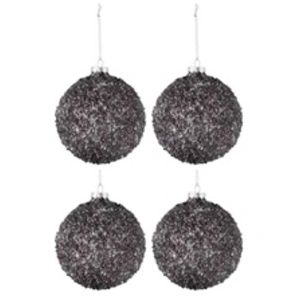 Comparateur de prix : J-Line Boite De 4 Boules De Noel Paillettes Gris Anthracite Medium TU