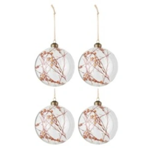 J-Line Boite De 4 Boules De Noel Fleurs Sechees Rouille Verre Transparant Large TU pas cher
