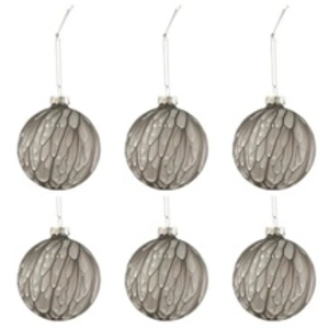 Comparateur de prix : J-Line Boite 6 Boules De Noel Tache Verre Mat Gris Small TU