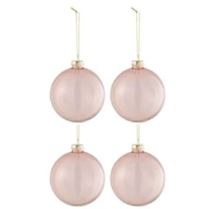 Comparateur de prix : J-Line Boite 4 Boules De Noel Verre Epais Transparent Rose Clair Medium TU