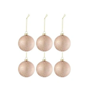 Comparateur de prix : J-Line Boite 6 Boules De Noel Givre Verre Mat Rose Clair Small TU