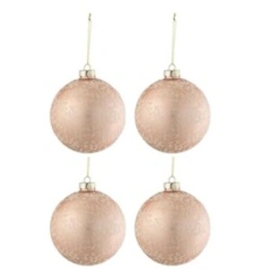 Comparateur de prix : J-Line Boite 4 Boules De Noel Givre Verre Mat Rose Clair Large TU
