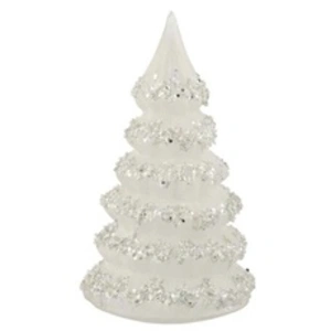 Comparateur de prix : J-Line Jolipa - Sapin de Noël décoratif lignes pailletées en verre blanc 12x21cm