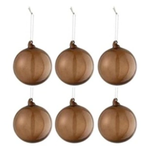 J-Line Boite 6 Boules De Noel Verre Epais Marron Small TU