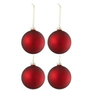 J-Line Boite 4 Boules De Noel Verre Epais Mat Rouge Medium TU