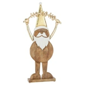 Comparateur de prix : J-Line Pere Noel Hohoho Sur Base Bois Or Large TU