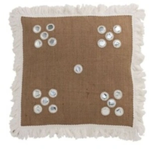 Comparateur de prix : Paris Prix Coussin Déco en Jute Miroirs 45x47cm Naturel